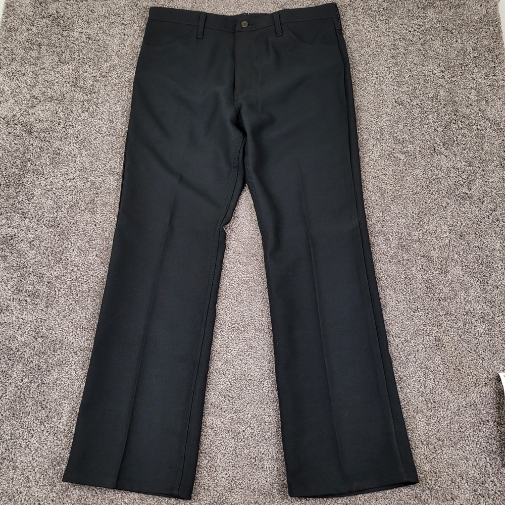 Wrangler Dress Jeans Mens 38x32 Black Excellent Rancher 82BK Made in USA Bootcut - Picture 1 of 9